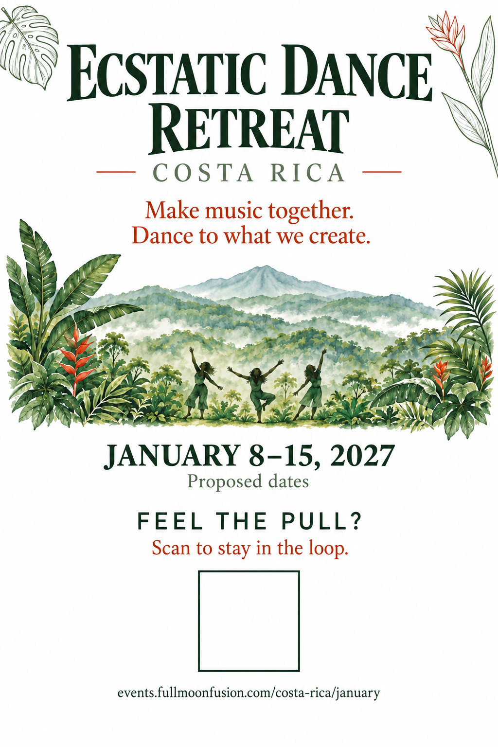 Ecstatic Dance Retreat Costa Rica, proposed January 8 to 15, 2027